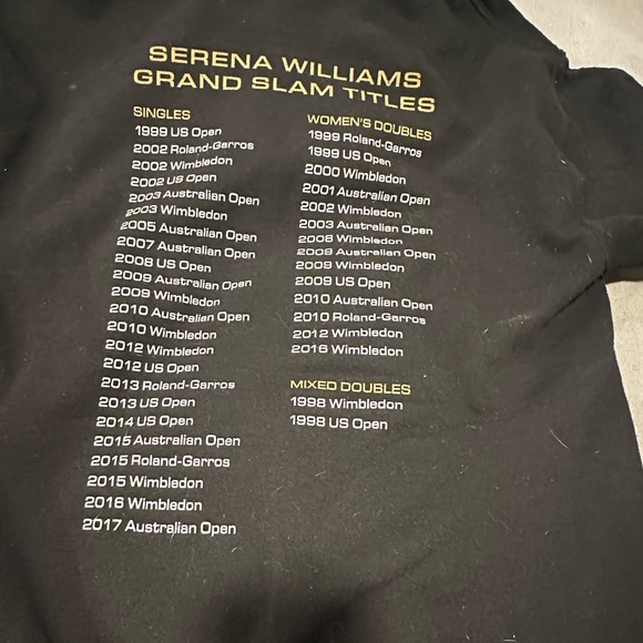 Serena Williams Black GOAT hoodie. Medium. Grand Slam Titles. Drawstring pocket - Picture 10 of 12